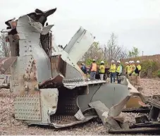  ?? PROVIDED BY U.S. ARMY CORPS OF ENGINEERS, BALTIMORE DISTRICT ?? Workers at Sparrows Point, Md., begin removing wreckage from the collapsed Francis Scott Key Bridge. An estimated 50,000 tons of concrete and steel collapsed into the Patapsco River.