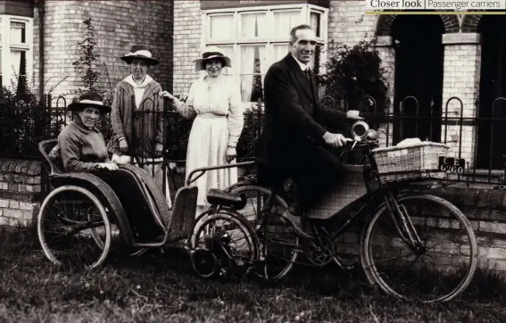  ??  ?? Above: Wall Autowheel with trailer, photograph­ed at Cambridge. One imagines those pedals saw plenty
of use.