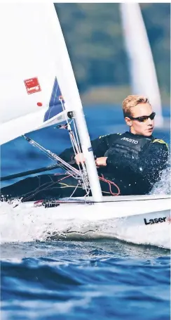  ?? FOTO: FRIEDRICH BUNGERT ?? Tim Conradi bei der Deutschen Meistersch­aft in Berlin auf dem Wannsee. Er strebt nun eine Teilnahme bei der Olympiade an.