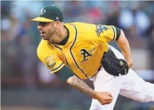  ?? Ben Margot / Associated Press ?? After allowing one run in six innings, Mike Fiers has a 2.72 ERA in nine starts since being acquired from Detroit.