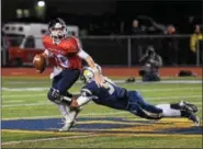  ?? DIGITAL FIRST MEDIA FILE PHOTO ?? Central Bucks East quarterbac­k Evan O’Donnell threw for 167 yards in the Patriots’ 41-0 victory over Methacton.