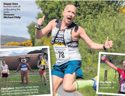  ??  ?? Happy days Runners were all smiles along the route.
Pictures: Michael Philp