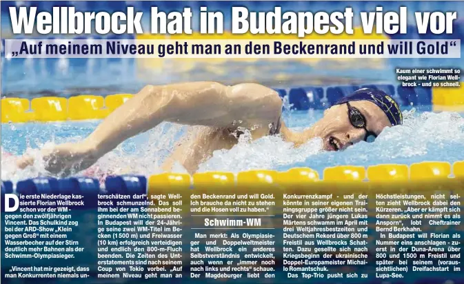  ?? ?? Kaum einer schwimmt so elegant wie Florian Wellbrock - und so schnell.