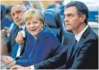  ?? FOTO: AFP ?? Zuversicht­lich: Angela Merkel mit Spaniens Pedro Sanchez.