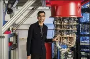  ?? Google / Getty Images ?? Sundar Pichai with one of Google's quantum computers in the Santa Barbara lab.