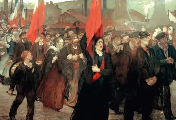  ??  ?? La Grève au Creusot, en 1899, de Jules Adler (1865-1952).