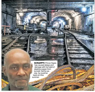  ?? Getty Images ?? SCRAPPY: Prince Hayes has caused delays and damage with his habit of stealing coppcopper from tunnels. Set ffor parole,role, he could be back at it this summer.