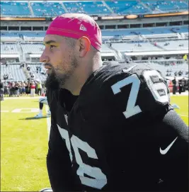  ?? Phelan M. Ebenhack ?? The Associated Press Raiders backup lineman Jon Feliciano graded highly Sunday as he played every offensive snap in place of right guard Gabe Jackson against the Baltimore Ravens.