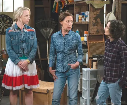  ?? Associated Press photo ?? This image released by ABC shows Lecy Goranson, from left, Laurie Metcalf and Sara Gilbert in a scene from “The Connors,” airing Tuesdays on ABC.