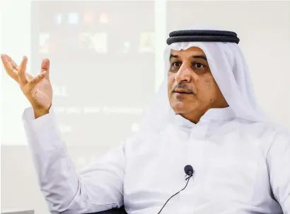  ??  ?? Flydubai CEO Ghaith Al Ghaith during his interactio­n with journalist­s at Khaleej Times’
office on Sunday. —
Photos by Neeraj Murali