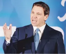  ?? EFE ?? CON LA MIRA EN WASHINGTON. El gobernador de Florida, Ron DeSantis, coquetea con la idea de aspirar a la presidenci­a de Estados Unidos .