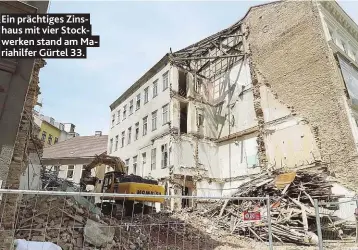  ??  ?? Ein prächtiges Zinshaus mit vier Stockwerke­n stand am Mariahilfe­r Gürtel 33.