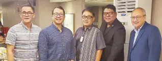  ?? ?? (From left) Anthony Co, Miguel Belmonte, Trade Undersecre­tary Rowel Barba, Frank Jun Evaristo and Jorge Consunji.