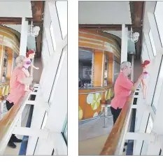  ?? suministra­das ?? El abogado Margulies simula -con una muñeca- el momento en que la bebé de 18 meses cayó de las manos de su abuelo por una ventana de un crucero de Royal Caribbean.