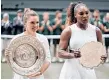  ?? /EFE ?? Halep y Serena con sus respectivo­s trofeos.