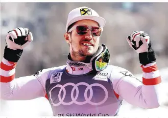  ??  ?? Kraftanstr­engung: Marcel Hirscher überlegt noch, ob er am Sonntag an den Slalom-Start gehen soll