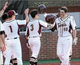  ?? DIGITAL FIRST MEDIA FILE ?? No one in Delco had a better season at the plate than Haverford School catcher Bryan Hyland (10), who paced the Fords with a .447 batting average, 46 hits and 46 RBIs.