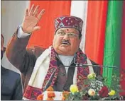  ?? HT ?? JP Nadda addressing the inaugural session of Himachal BJP’S working committee meeting in Dharamshal­a on Thursday.