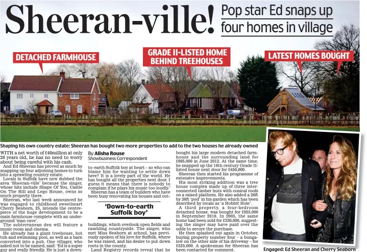  ??  ?? Shaping his own country estate: Sheeran has bought two more properties to add to the two houses he already owned