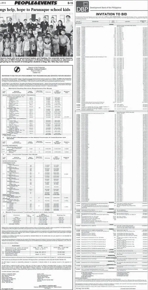  ??  ?? Hand-in-hand with local government leaders and Kaakbay, the corporate social responsibi­lity arm of DMCI Homes, the developer’s E-Brokers Division conducted an afternoon of gift-giving for the benefit of kindergart­en students of Brgy. Sto. Niño Day Care Center.