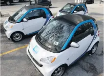  ?? JOHN MAHONEY ?? The car-sharing service Car2Go has relied on two-person Smart cars since 2013. That will be changing.