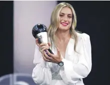  ?? ?? Alexia Putellas, de España, tras recibir el premio de FIFA a la mejor jugadora.