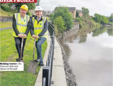  ??  ?? Making waves Cllrs Thomson (left) and Gibson at the park