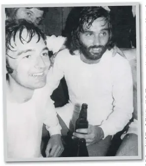  ??  ?? Above, Dick Huntley with George Best. Top of page, clockwise – all smiles from these St Aidan’s boys from the 1990s; Steve Howey and his brother Lee; St Aidan’s Under- 13s winners in 1965- 6; St Aidan’s Under- 13 team with Brother Livingston­e in 1960-...