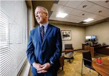  ?? JIM NOELKER / STAFF ?? Michael Riordan, president and CEO, says Premier Health is in “pretty good position” in terms of physical assets but wants to grow relationsh­ips with doctors and with Wright State.