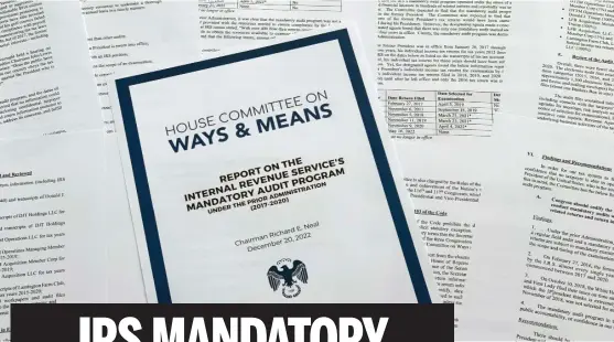  ?? AP ?? The report from the House Ways & Means Committee, regarding the IRS and former President Donald Trump’s tax returns.