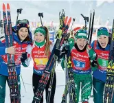  ?? (Getty Images) ?? Regine Da sinistra: Lisa Vittozzi, Dorothea Wierer, Federica Sanfilippo e Alexia Runggaldie­r