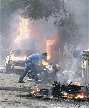  ??  ?? A many as 34 people were killed and 250 injured as the Dera Sacha Sauda followers indulged in violence and clashed with the security forces in Panchkula on August 25 after the special CBI court convicted the sect head Gurmeet Ram Rahim in a rape case.