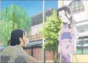  ??  ?? SUMI (voiced by Megumi Han) chats with Shusaku (Yoshimasa Hosoya) in a scene from animated film.