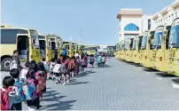  ??  ?? Gulf Pinnacle Transport bus fleet ready for the new school year.