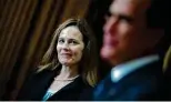  ?? Tom Williams / Associated Press ?? The nomination of Amy Coney Barrett for the Supreme Court is firing up supporters of Sen. John Cornyn and challenger MJ Hegar.