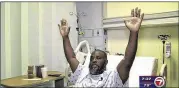  ?? WSVN ?? In this frame from video, Charles Kinsey explains in an interview from his hospital bed in Miami that he was holding his hands up when he was shot by police. He is recovering from a gunshot wound to his leg.
