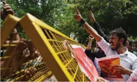  ?? Photograph: Sajjad Hussain/AFP/Getty Images ?? Indian activists protest over the alleged sexual assault of girls at a state-run home in easternInd­ia.