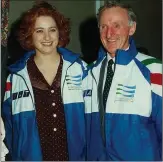  ??  ?? Eurovision Song Contest winner Niamh Kavanagh pictured with Noel C Duggan in Millstreet 1993