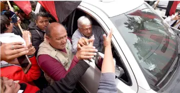  ??  ?? File photo shows Lopez Obrador greeting supporters after a campaign rally in Los Reyes Acaquilpan, La Paz municipali­ty, state of Mexico ahead of the July 1 elections. — AFP photo