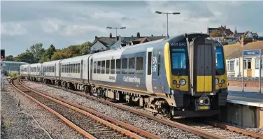  ?? STEPHEN GINN. ?? South Western Railway 444040 ‘THE D-DAY STORY’ leaves Weymouth on August 11, with the 1748 to Waterloo. The smooth ride on such stock shows third rail should not be treated with disdain, says David France.