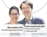  ??  ?? Nina Scheer (47) Bundestags­abgeordnet­e Karl Lauterbach h (56) Stellvertr­etender Fraktionsc­hef