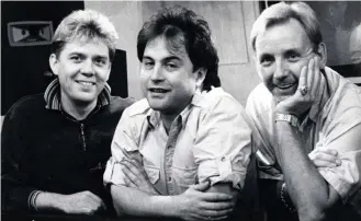  ??  ?? Hit Factory: From left, Mike Stock, Matt Aitken and Pete Waterman in studios