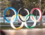  ?? JAE C. HONG/ASSOCIATED PRESS ?? The Olympic rings are seen Monday in Tokyo. The Tokyo Olympics will open next year in the same time slot scheduled for this year’s games. Tokyo organizers said Monday the opening ceremony will take place July 23, 2021.