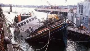  ?? — AFP ?? The Rainbow Warrior II in New Zealand, which was sunk when frogmen working for French intelligen­ce slipped into Auckland Harbour late on July 10, 1985, and fixed two large limpet mines to its hull.