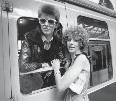  ??  ?? Clockwise from left: David Bowie with his first wife Angie; Dana as a 15-year-old folk singer; Sean Connery; Keith Moon; Bob Dylan and Mick Jagger