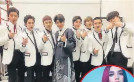  ??  ?? Members of the boy group EXO pose after performing at this year’s Winter Olympics