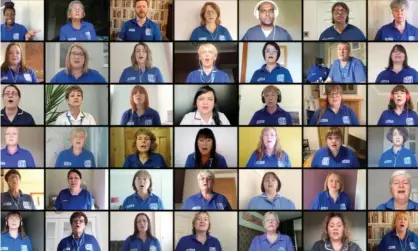  ??  ?? Hull NHS choir has been running weekly online sessions for members during the coronaviru­s lockdown. Photograph: Hull NHS Choir