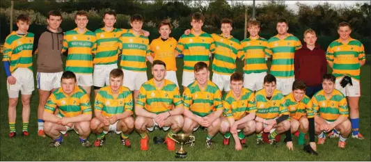  ??  ?? The St. Kevins team who defeated Killavulle­n last weekend to win the O’Sullivan Lewis U-21 ‘C’ Football Championsh­ip in Mourneabbe­y. Photo by Eric Barry