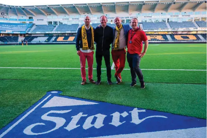  ?? FOTO: TOR ERIK SCHRØDER/NTB SCANPIX ?? Fire av fem nye Start-eiere (fra venstre): Mads Nesset, Frode Fagerli, Robin Reed og Christophe­r Langeland. Den siste eieren, Kjetil Aasen, var ikke til stede da bildet ble tatt.