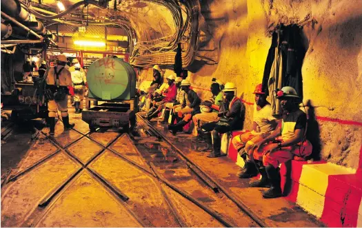  ?? Photo: Elizabeth Sejake/gallo Images ?? Miners at the Sibanye gold mine.